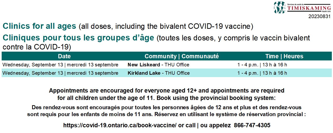 Clinics for people aged 5 plus (first, second, and booster doses)
